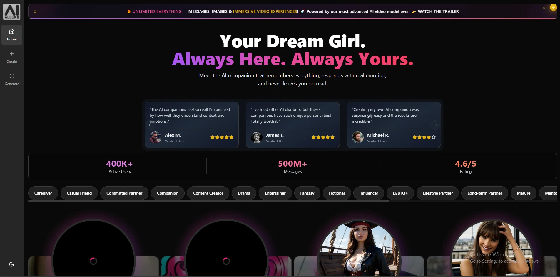 Create your personalised AI companion | aiAllure screenshot