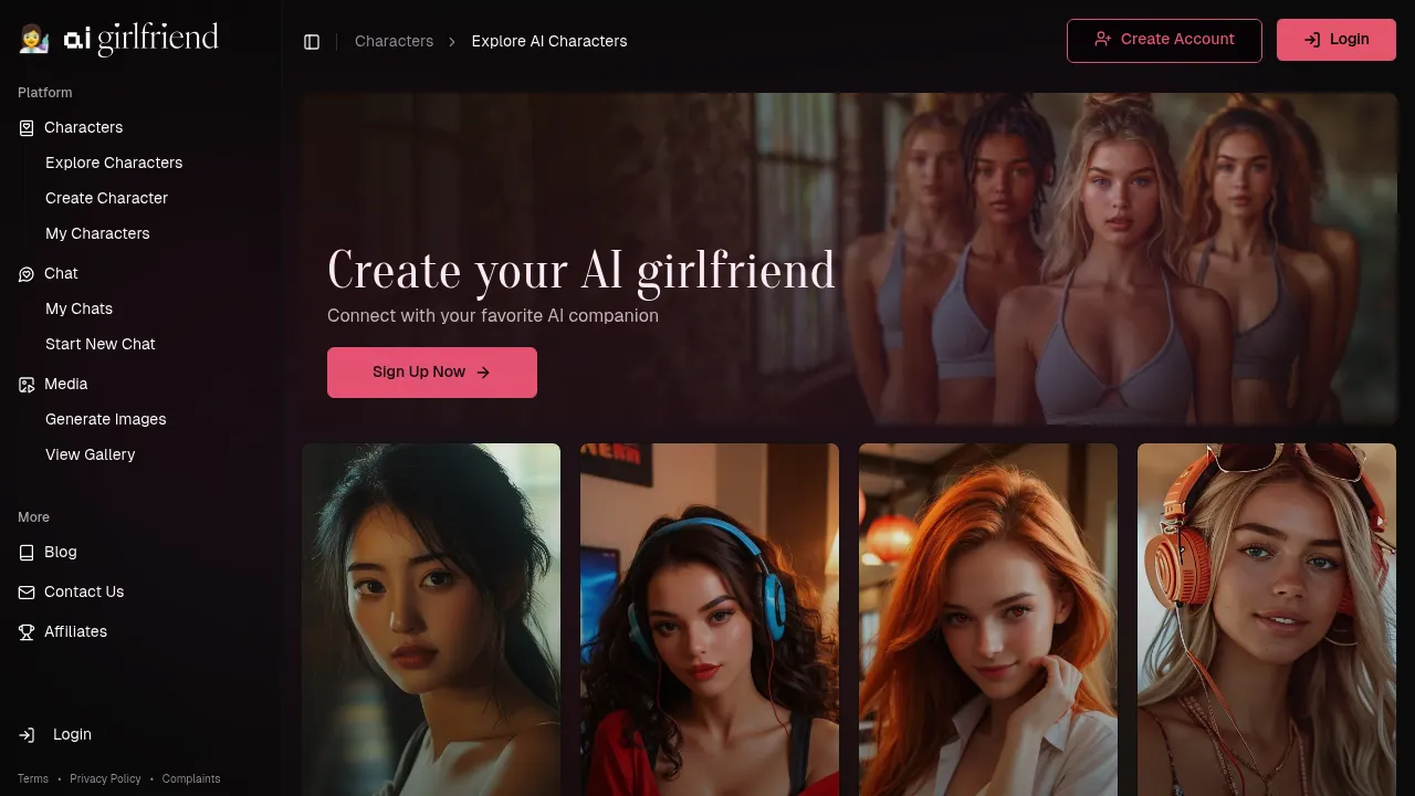 Preview of Aigirlfriend - AI platform Aigirlfriend screenshot - AI interface preview