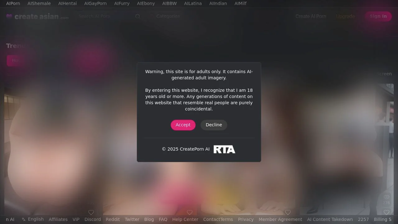 CreateAIAsian.com - The Best Asian AI Porn on the Internet screenshot