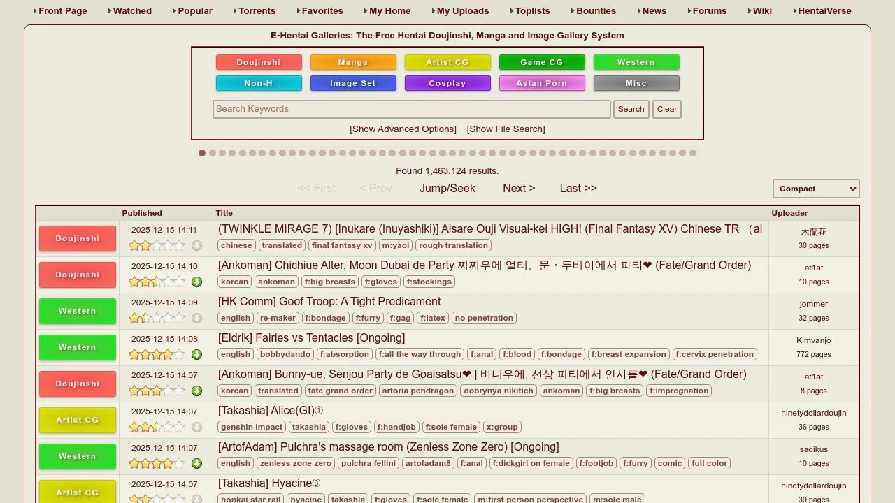 E-Hentai Galleries - The Free Hentai Doujinshi, Manga and Image Gallery System screenshot