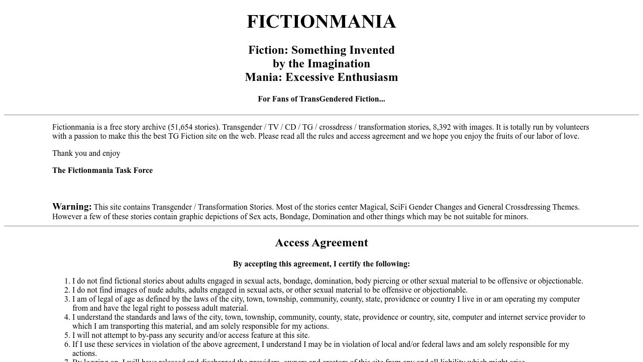 FictionMania Story Archive screenshot