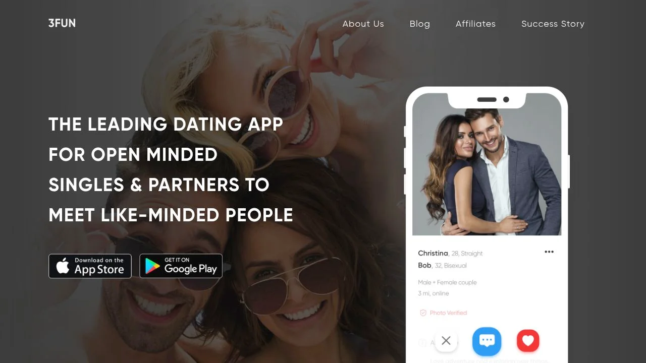 3Fun - The leading dating app for open minded singles and partners to meet like-minded people