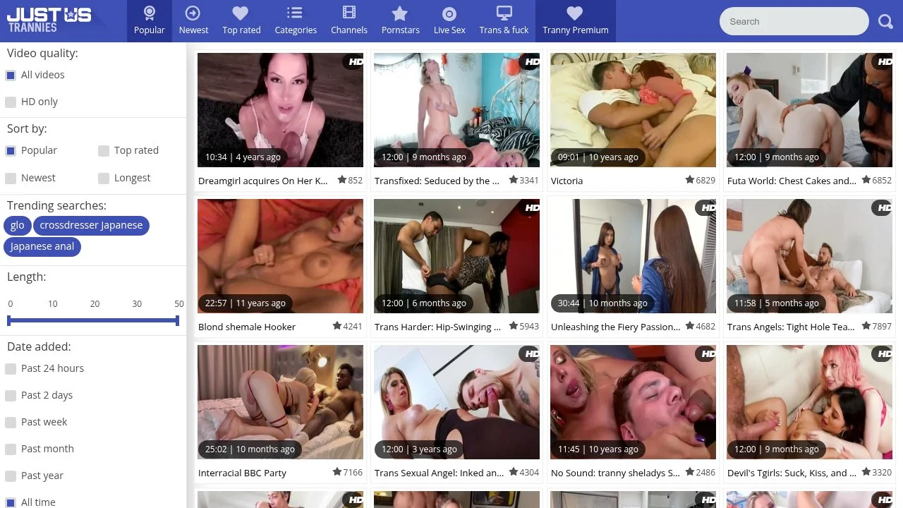 Free Shemale Porn Tube - Just Us Trannies screenshot