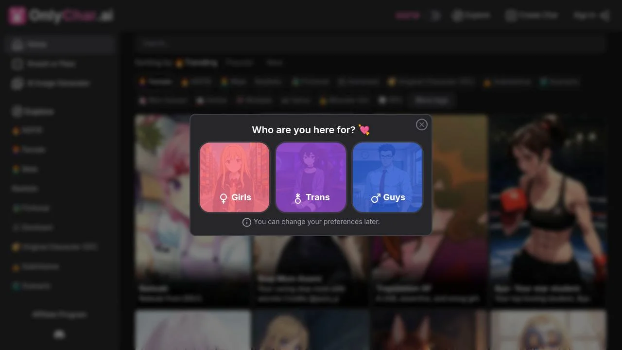 OnlyChar.AI - No Filter NSFW Character AI Chat - AI Girlfriend screenshot