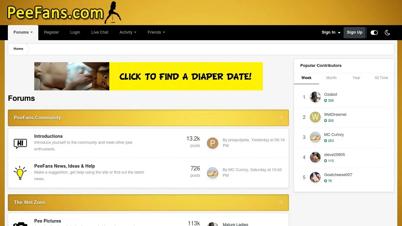 Join the Ultimate Adult Community at PeeFans Forums screenshot