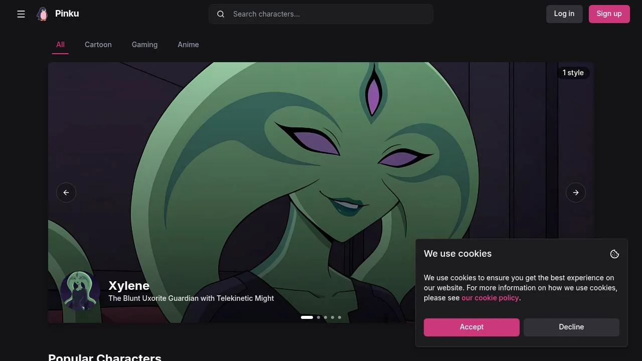 Pinku | Roleplay and generate images of AI characters screenshot