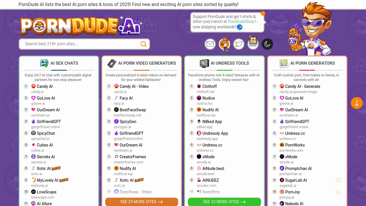 PornDude AI - Best AI Porn Sites & AI Porn Tools List of 2025! screenshot