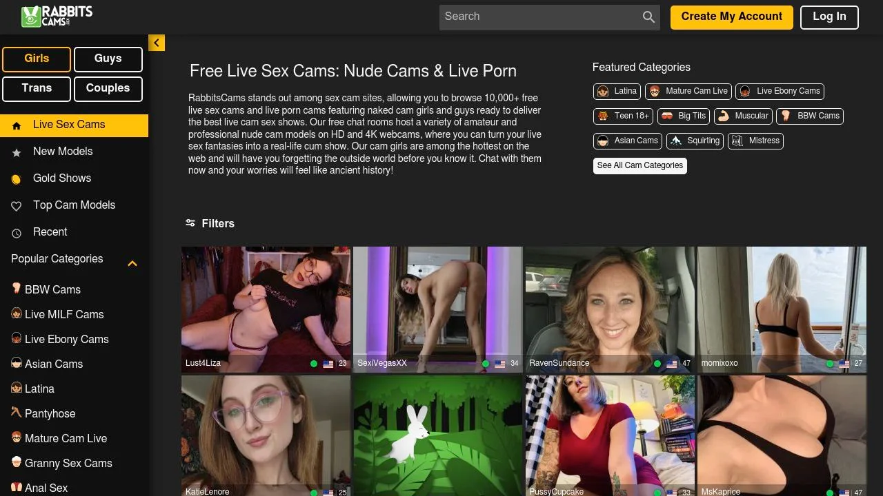 Free Live Sex Cams: Live Porn & Nude Girls Chat | RabbitsCams screenshot