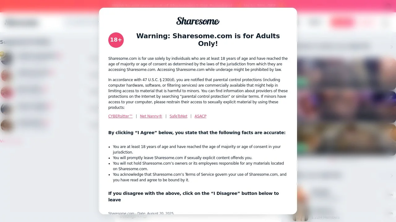 Sharesome - The first free adult social community