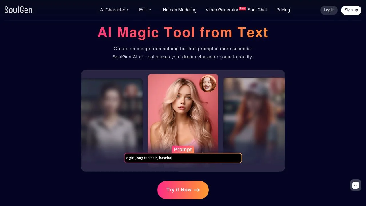 SoulGen: Free AI Magic Tool to Create Art from Text Online screenshot