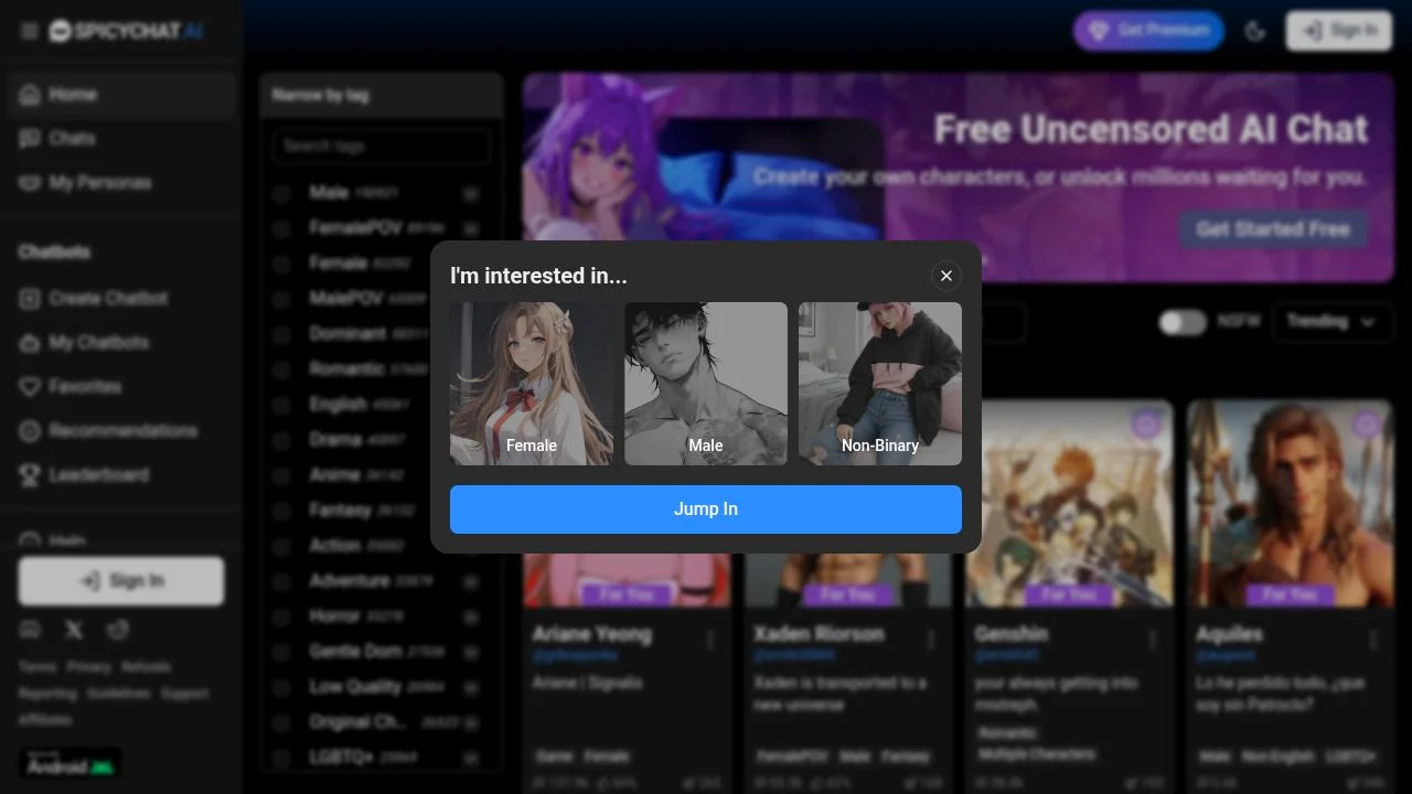 Spicychat.ai screenshot