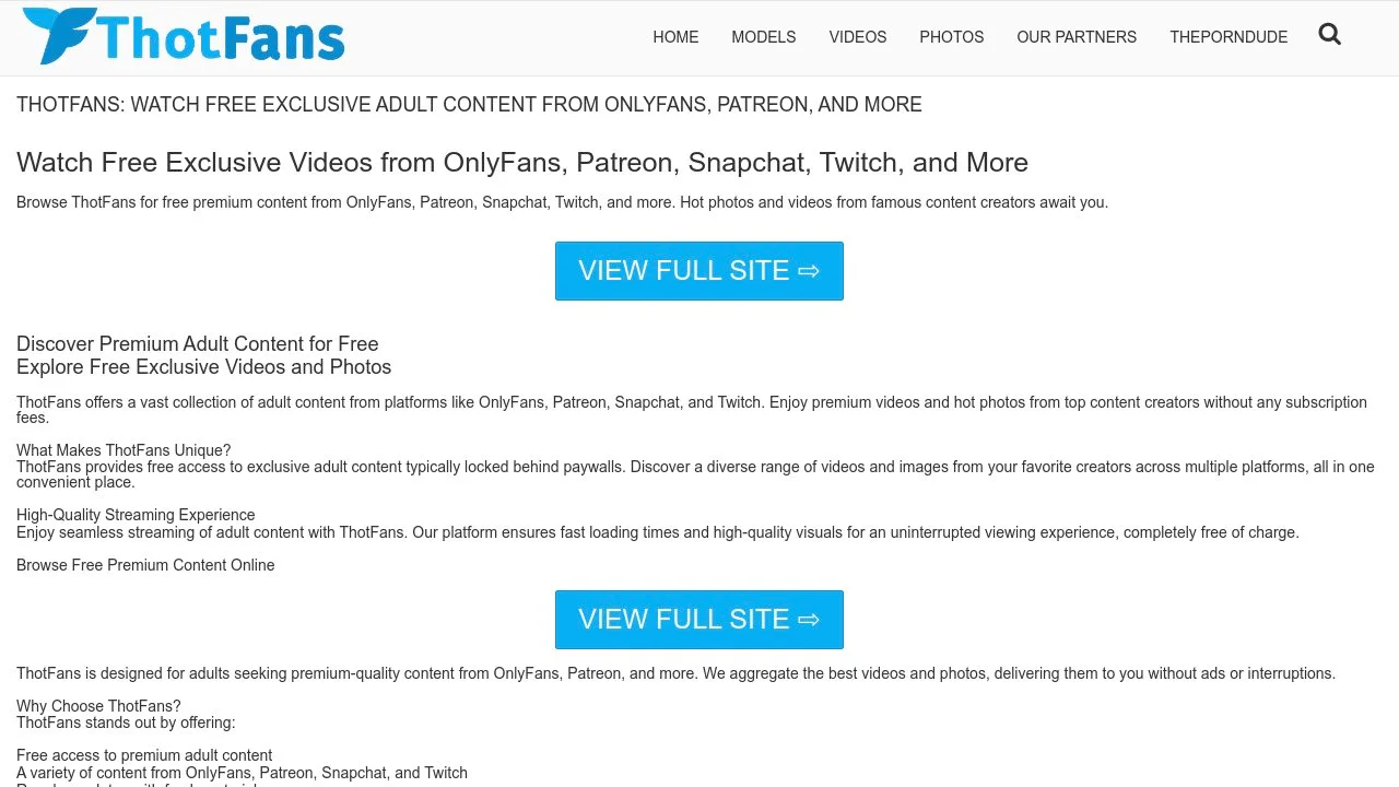 ThotFans: Watch Free Exclusive Adult Content From OnlyFans, Patreon, And More | Thotfans screenshot