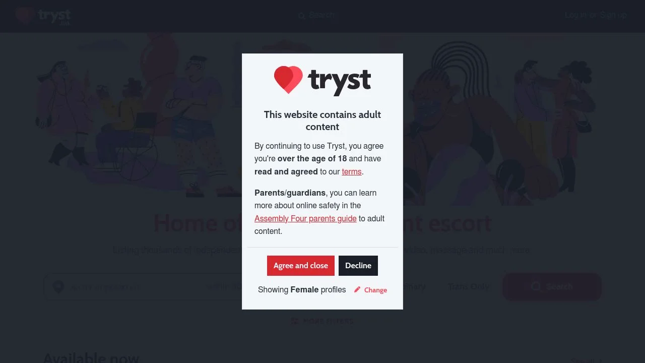 Tryst - Independent Escort Directory screenshot